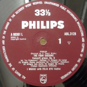 Vivaldi The Four Seasons  / I Musici. Philips 3128 lp EX