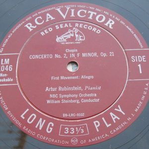 Artur Rubinstein – CHOPIN Concerto No 2 . Steinberg RCA LM 1046 lp