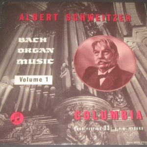Bach Organ Music Albert Schweitzer Columbia ? 33CX 1074 LP ED1 EX