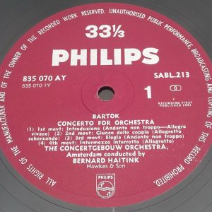 Bartok – Concerto / Dance Suite Haitink Philips 835 070 AY ED1 Hi-FI 1961 lp