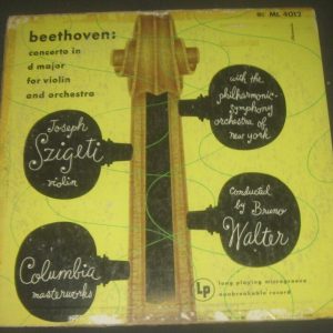 Beethoven Violin Concerto Joseph Szigeti / Walter Columbia ‎ ML 4012 lp ED1 1947