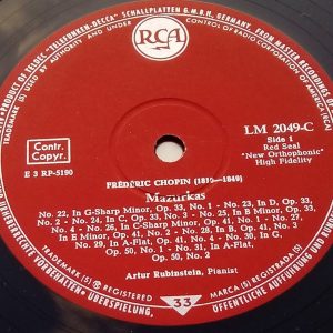 Chopin – Rubinstein ‎– Mazurkas and Polonaises RCA LM 2049 C Germany LP 50’s