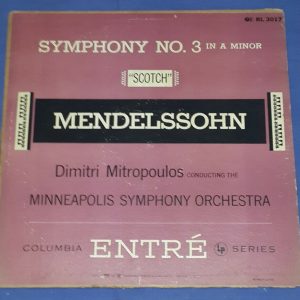 DIMITRI MITROPOULOS – MENDELSSOHN Symphony No. 3  Columbia RL 3017 LP