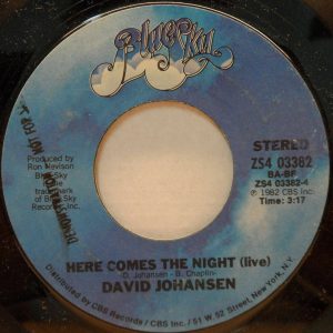 David Johansen – Melody /  Here Comes The Night (Live) 7″ Promo 1979 Blue Sky