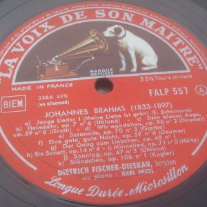FISCHER-DIESKAU / KARL ENGEL – BRAHMS – LIEDER HMV FALP 557 LP EX