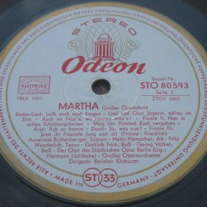 Flotow – Martha (Highlights) Wunderlich Rothenberger Klobucar  Odeon 80593 lp