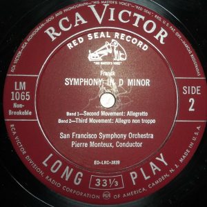 Franck ‎- Symphony In D Minor Monteux RCA LM 1065 lp EX