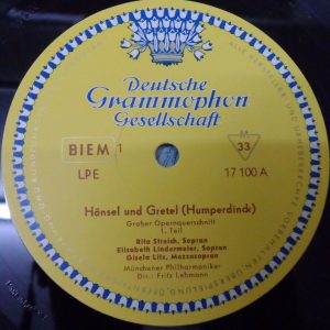 Humperdinck Hansel & Gretel excerpts Conductor:Lehmann DGG  LPE 17100 Tulips lp
