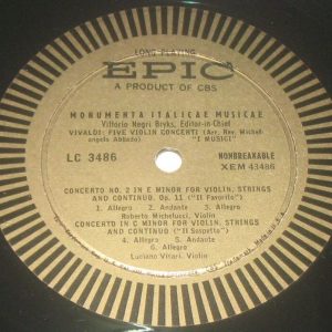 I MUSICI – VIVALDI FIVE VIOLIN CONCERTI EPIC GOLD LABEL LC 3486 LP