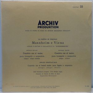 Leopold Mozart / Michael Haydn / J.C. Bach – Concertos LP Adolf Scherbaum ARCHIV
