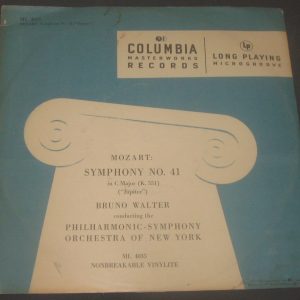 MOZART SYMPHONY NO. 41 Bruno Walter Columbia Blue label ML 4035 1st Press LP ED1
