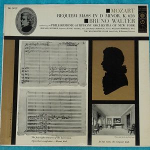 Mozart ‎- Requiem Mass Bruno Walter Columbia ML 5012 6 Eye LP EX