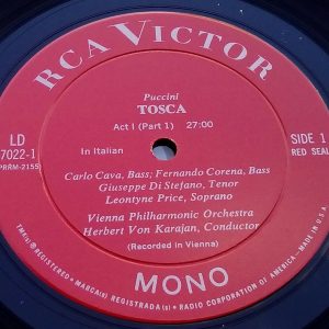 Puccini : Tosca . Price , di Stefano , Taddei . Karajan RCA LD 7022 2 lp EX