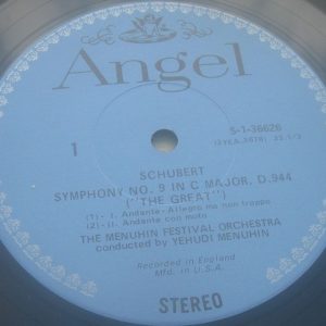 SCHUBERT SYMPHONY NO. 9 “THE GREAT C MAJOR”  YEHUDI MENUHIN Angel S-36626 LP