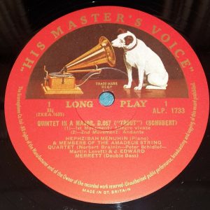 Schubert ‎– Trout Quintet  Menuhin  Amadeus Quartett  HMV ALP 1733 R/G label LP