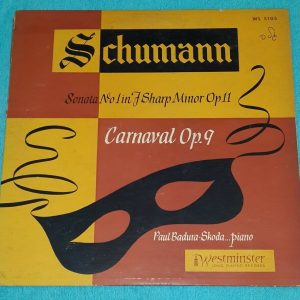 Schumann ‎– Sonata No 1 Carnaval Op.9 Badura-Skoda  Westminster WL 5105 LP 1951