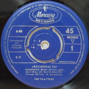 The Platters – Remember When / Smoke Gets in Your Eyes 7″ Rare Chile Pressing