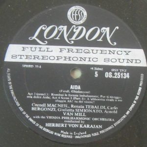 Verdi – Aida Karajan Tebaldi Bergozi  LONDON FFSS Blue-Back OSA 1313 3 lp Box