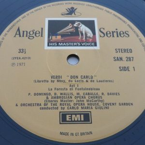 Verdi ‎– Don Carlo Maria Giulini Domingo Caballe HMV SLS 956 4 LP Box EX