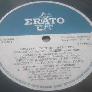 Vivaldi Tartini Sammartini Pergolese Flute Concertos Rampal Ristenpart ERATO LP
