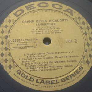 ‎Wagner  Tannhauser (Grand Opera Highlights…) Decca Gold Label DL 9928 lp 50’s