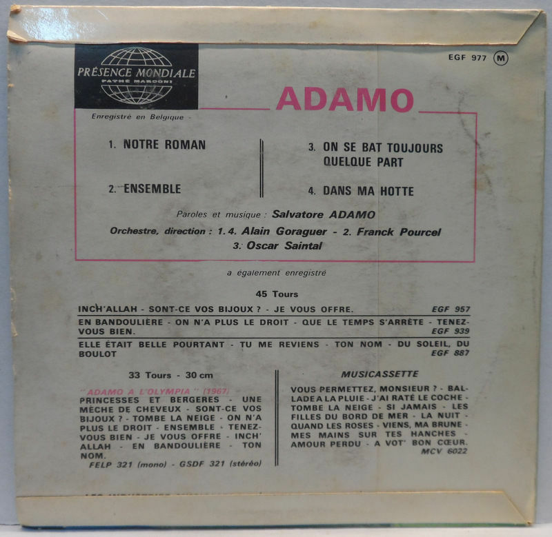 Adamo - Notre Roman / Ensemble / Dans Ma Hotte 7