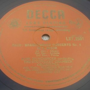 Bach Brandenburg concertos  4  / 6  Munchinger Decca LXT 2501 Orange/gold lp ED1