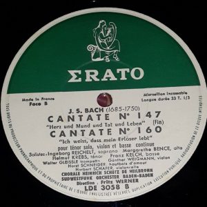 Bach Cantata No. 147 / 160 Werner ,  Reichelt   Erato ? LDE 3058 LP