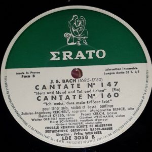 Bach Cantata No. 147 / 160 Werner ,  Reichelt   Erato ? LDE 3058 LP