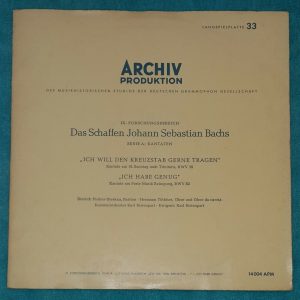 Bach Cantatas BWV 56 , BWV 82 Ristenpart  Fischer-Dieskau Archiv 14004 APM LP EX