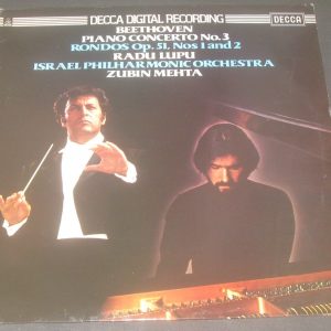Beethoven Piano Concerto No 3 / Rondos 1 & 2  Lupu / Mehta Decca SXDL 7507 LP EX