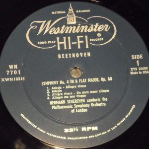 Beethoven Symphonies Nos. 5 / 4 Scherchen Westminster XWN 18316 lp 1956