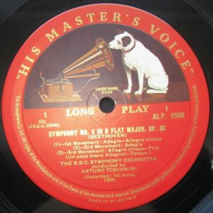 Beethoven Symphony No.4 Leonora Overture Toscanini HMV EMI Red Gold label lp