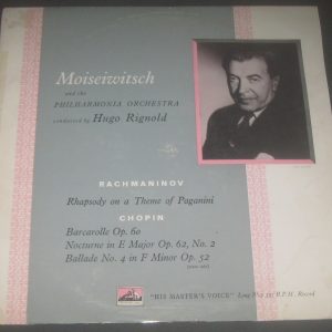 Benno Moiseiwitsch ‎- Rachmaninoff / Chopin HMV JCLP 1072 LP