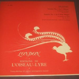 Brahms Sonatas Lancelot / D’Arco london L’Oiseau-Lyre OL 50030 LP EX