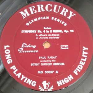 Brahms  Symphony No. 4  Paray  Mercury Living Presence MG 50057 lp EX