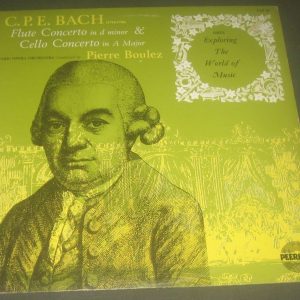 C.P.E. BACH Flute / Cello Concerto .Rampal , Bex , Boulez . ORYX lp EX