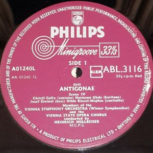 Carl Orff – Antigonae Scenes IV And V Hollreiser  Philips ABL 3116 LP