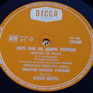 Falla , Soriano , Rodrigo , Yepes , Argenta Decca ‎178.000 A lp EX