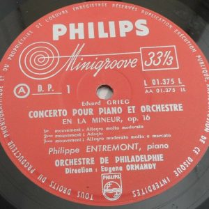 Grieg Rachmaninoff Concerto & Rhapsody Ormandy Entremont Philips ‎L 01.375 L lp