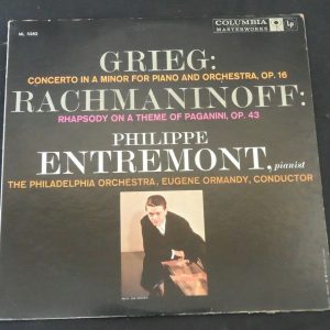 Grieg Rachmaninoff Piano Concerto Entremont Ormandy Columbia ML 5282 6 Eye LP