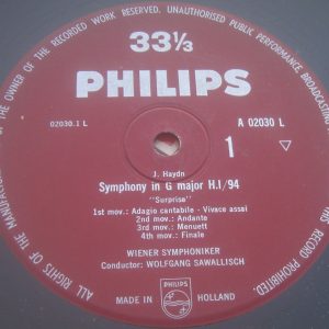 Haydn Symphony No. 94  / 100 Wolfgang Sawallisch  Philips ‎ A 02030 L lp