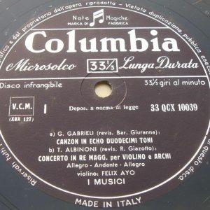 I MUSICI / Felix Ayo GABRIELI ALBINONI MARCELLO VIVALDI COLUMBIA QCX 10039 lp