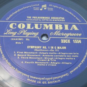 KLEMPERER BEETHOVEN SYMPHONY No. 1 & 8 COLUMBIA 33CX 1554 Blue/Gold label lp
