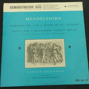 Mendelssohn Symphony No. 4 Midsummer Dream Golschmann Vanguard ‎SRV 122 lp EX