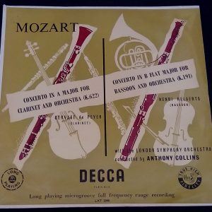 Mozart Clarinet / Bassoon Concertos de Peyer Helaerts Collins Decca ‎LXT 2990 LP