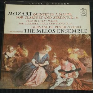 Mozart Quintet / Trio Clarinet & Strings De Peyer Melos Ensemble Angel LP