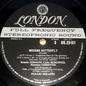 Puccini Madama Butterfly Tebaldi Serafin London OSA 1314 Blue Back 3 LP Box