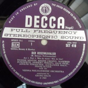Richard Strauss ‎– Der Rosenkavalier Solti Pavarotti Decca 418-21 4 lp Box ex