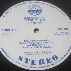 Shostakovich Symphony No. 13 Kiril Kondrashin Everest 3181 LP EX